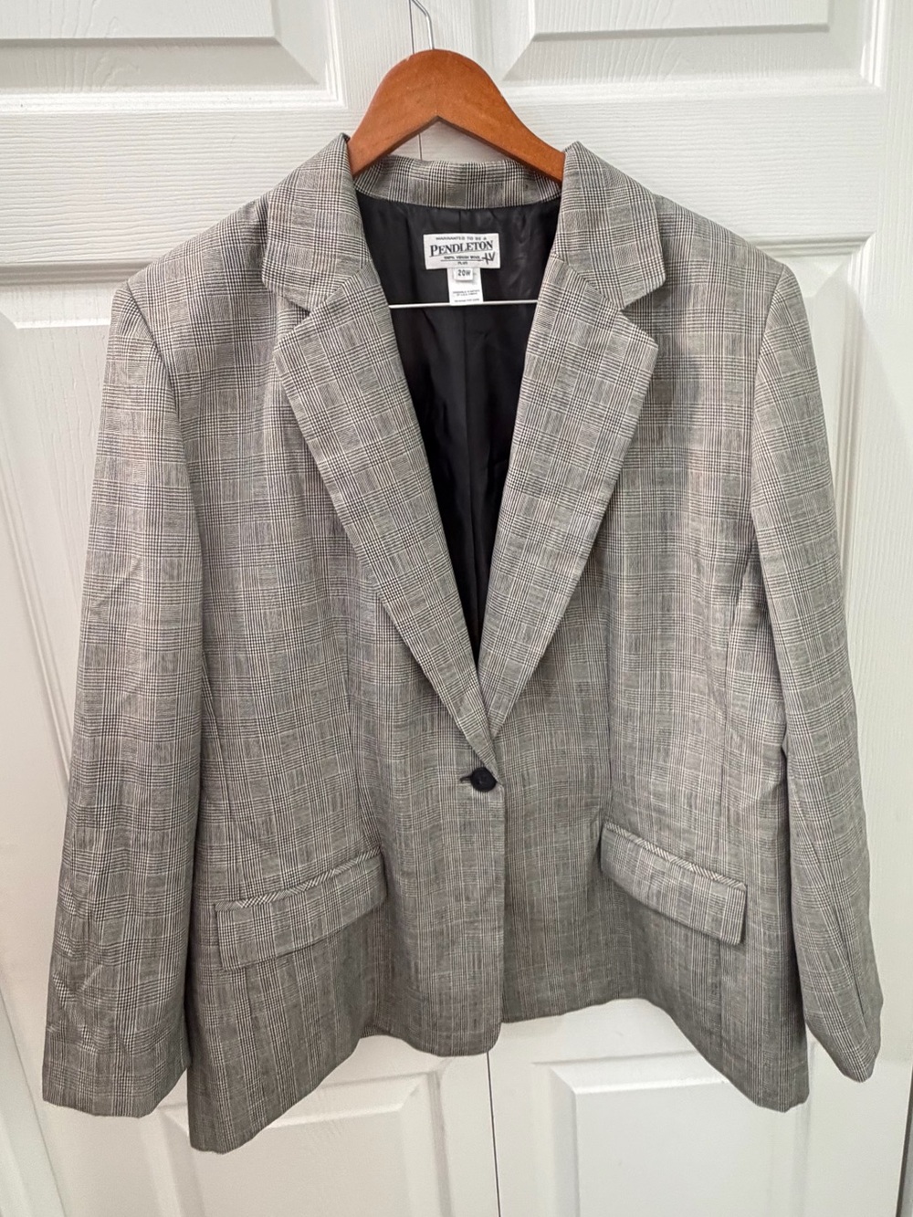 Pendleton Virgin Wool Glen Plaid Blazer 20W Plus Size Classic Tailored jacket